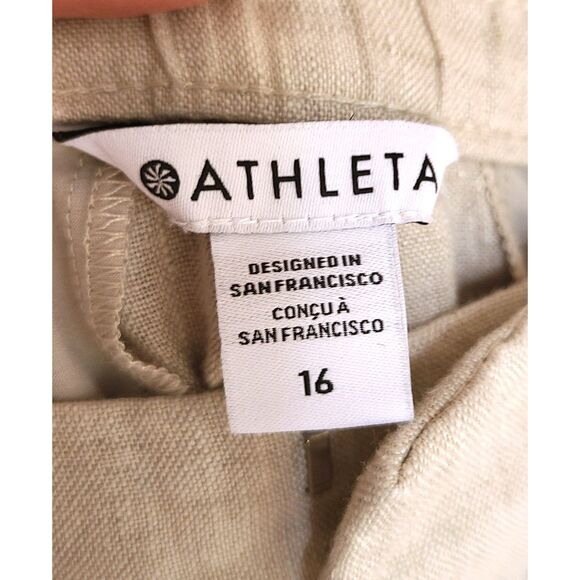 Athleta Voyager 100% Linen Sz 16 Beige Shorts Minimalist Quiet Luxury Resort XL - Picture 3 of 5